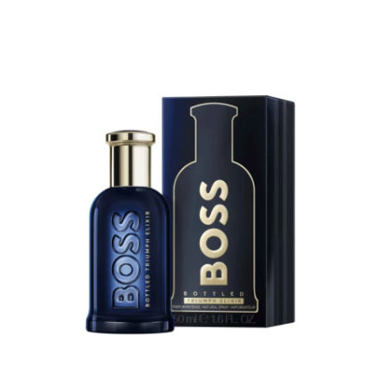 "Boss Bottled Triumph Elixir: An intense, leather, amber, warm."