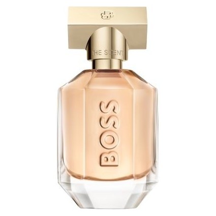 "Hugo Boss The Scent For Her: A fruity, floral, osmanthus, peach."