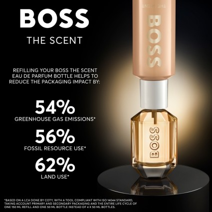 "Hugo Boss The Scent For Her: A fruity, floral, osmanthus, peach."
