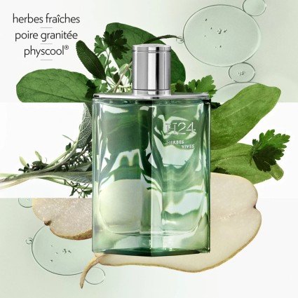 "Hermès H24 Herbes Vives: A fresh, vibrant, green aromatic."