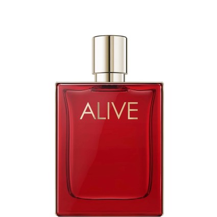 "Hugo Boss Alive Parfum: A bold, woody, floral, empowering scent."