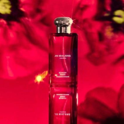 "Jo Malone Scarlet Poppy: Velvety, opulent, ambery floral."
