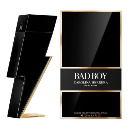 "Carolina Herrera Bad Boy: A bold, spicy, woody, cocoa, tonka."