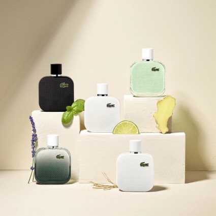 "Lacoste L12.12 Blanc Intense: A fresh, woody, spicy fougère."