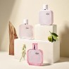 "Lacoste L12.12 Rose: A fresh, fruity, floral, feminine scent."