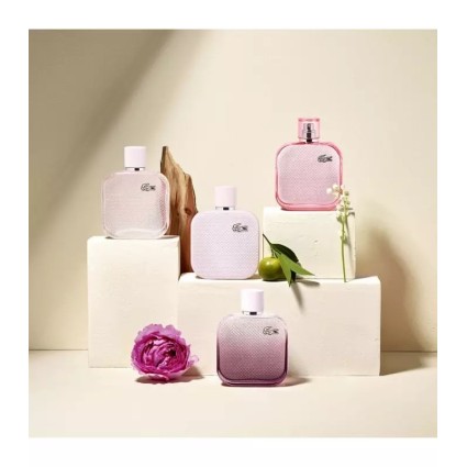 "Lacoste L12.12 Rose Intense: A vibrant, creamy, floral, bold."