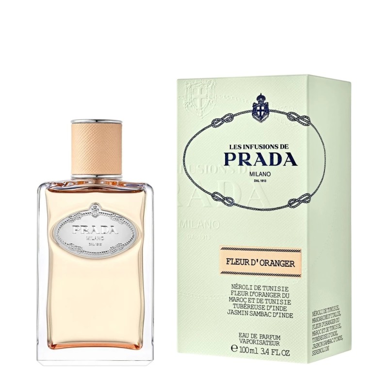 "Prada Infusion Fleur D'Oranger: A fresh, bright, orange blossom." "Prada Infusion Fleur D'Oranger: A fresh, bright, orange blossom."