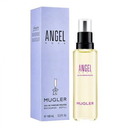 "Mugler Angel Nova Refill: A fruity, vibrant, raspberry, woody."