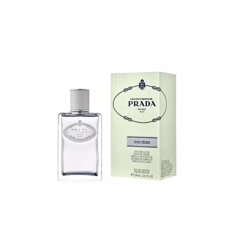 "Prada Infusion D'Iris Cèdre: A fresh, woody, iris, cedar." "Prada Infusion D'Iris Cèdre: A fresh, woody, iris, cedar."