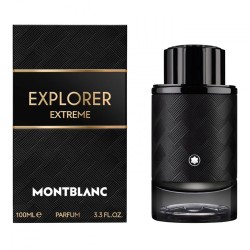 "MONTBLANC Explorer Extreme: An intense woody, amber, and leather fragrance for the modern adventurer. Conquer new horizons."
