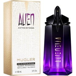 "Mugler Alien Extraintense: A powerful, woody, jasmine, amber."