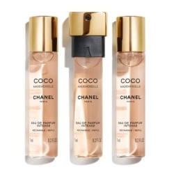 sensual notes of COCO MADEMOISELLE Eau de Parfum Intense. The iconic Twist and Spray case holds a refillable fragrance, perfect