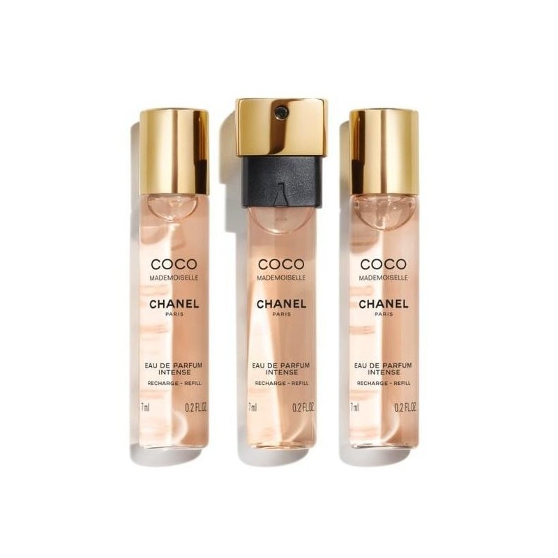 sensual notes of COCO MADEMOISELLE Eau de Parfum Intense. The iconic Twist and Spray case holds a refillable fragrance, perfect sensual notes of COCO MADEMOISELLE Eau de Parfum Intense. The iconic Twist and Spray case holds a refillable fragrance, perfect