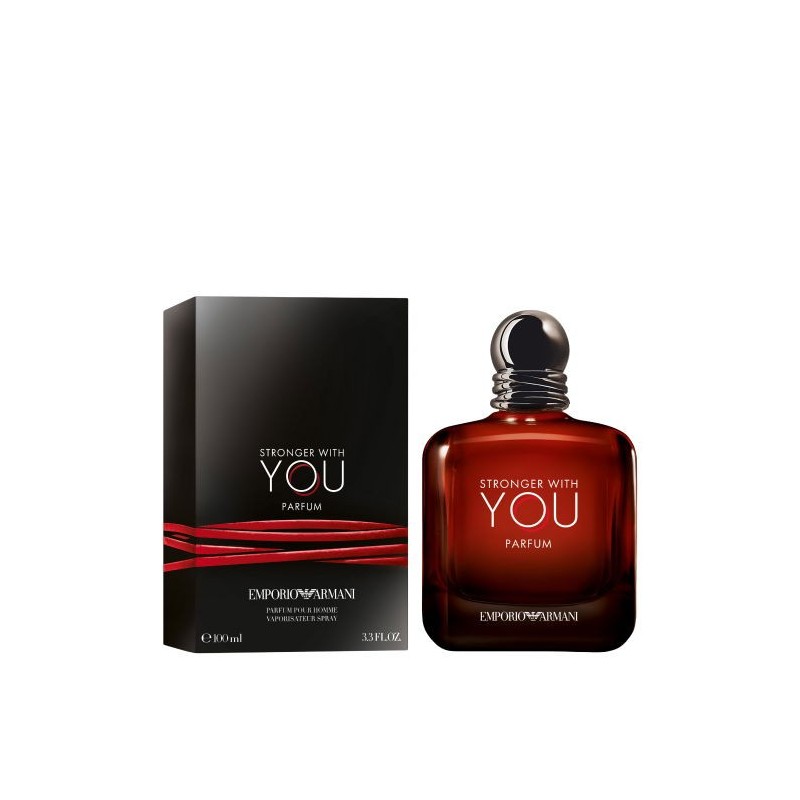 "Armani Stronger With You Parfum: An intense, warm, and addictive amber fougère." "Armani Stronger With You Parfum: An intense, warm, and addictive amber fougère."