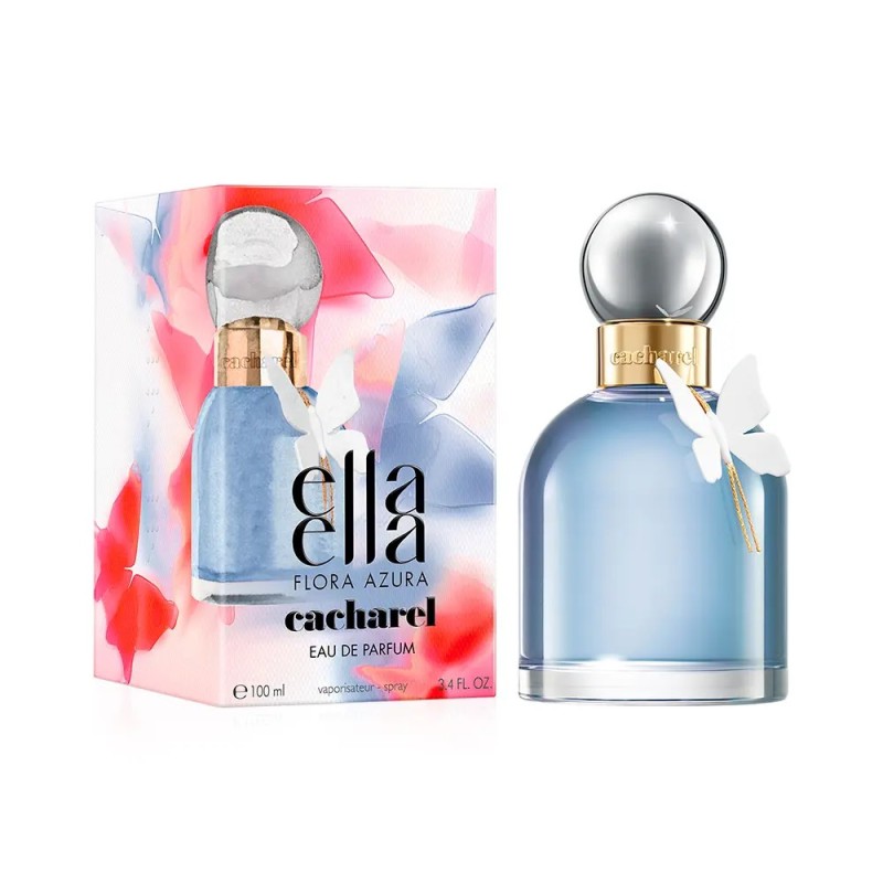 "Cacharel Ella Ella Fora Azzura perfume bottle blue gradient"