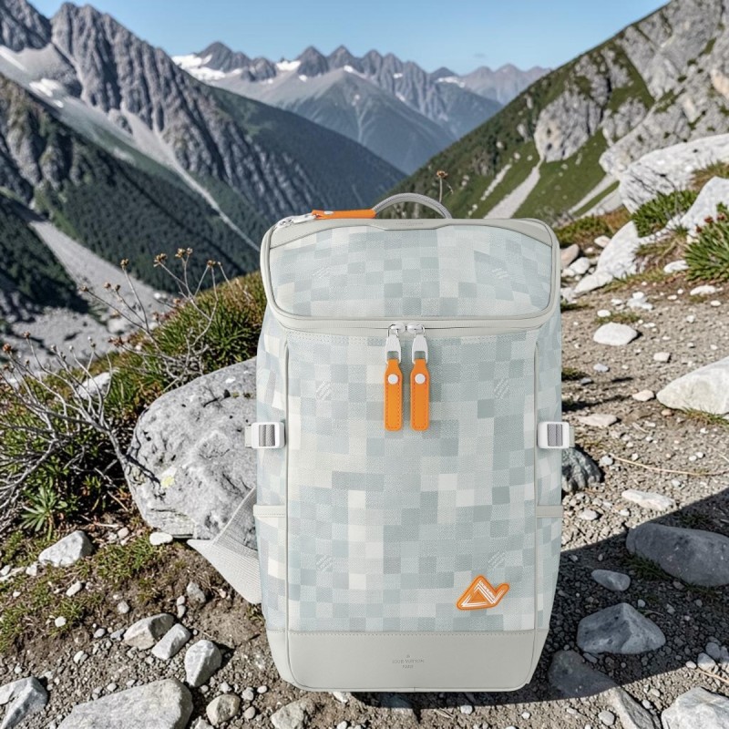 "Louis Vuitton Backpack – Mountain Backpack Damoflage Snow Gray & White"