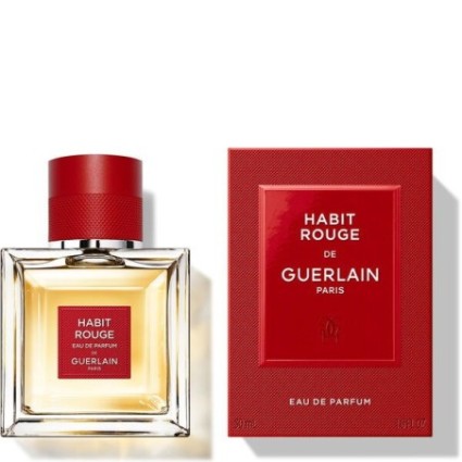 "Guerlain Habit Rouge EDP: A rich, warm, oriental woody for men."
