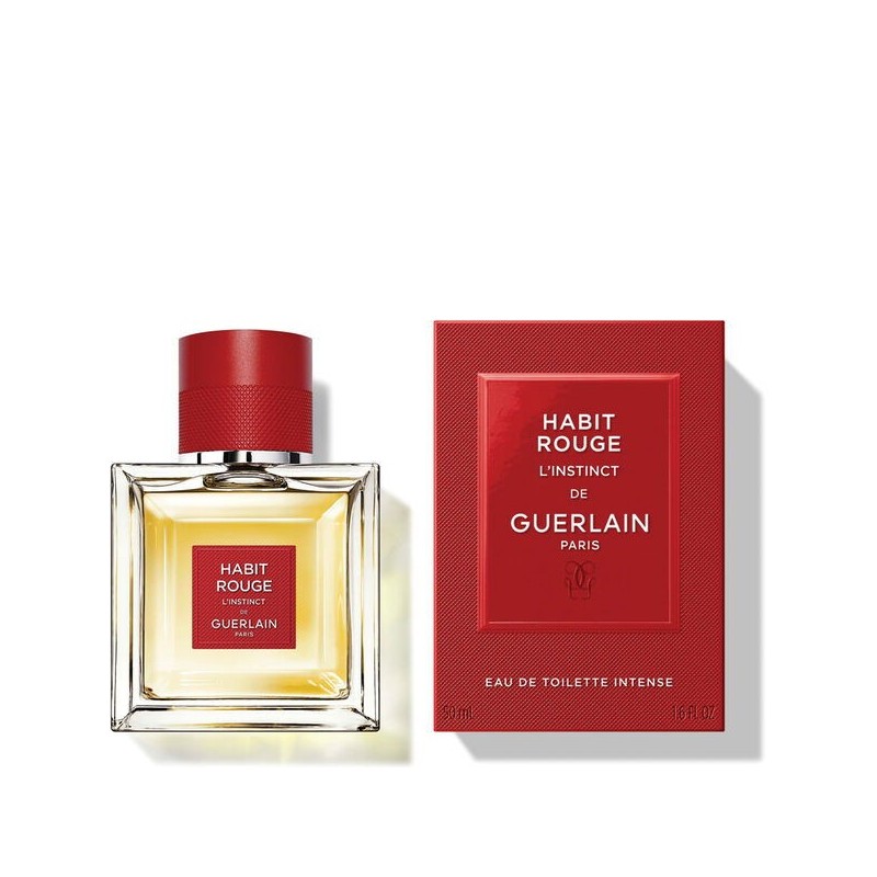 "Guerlain Habit Rouge L'Instinct Intense: An intense, bold, aromatic leather." "Guerlain Habit Rouge L'Instinct Intense: An intense, bold, aromatic leather."