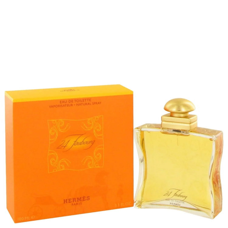 "Hermès 24 Faubourg EDT: A luminous, classic white floral." "Hermès 24 Faubourg EDT: A luminous, classic white floral."