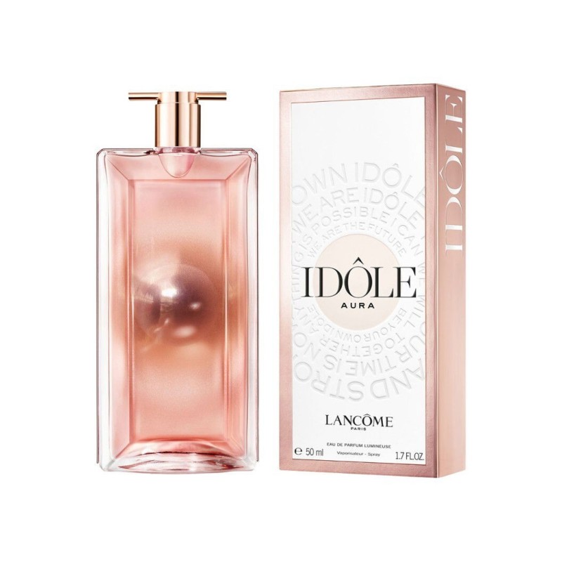 "Lancôme Idôle Aura: A radiant, warm, floral salted vanilla." "Lancôme Idôle Aura: A radiant, warm, floral salted vanilla."