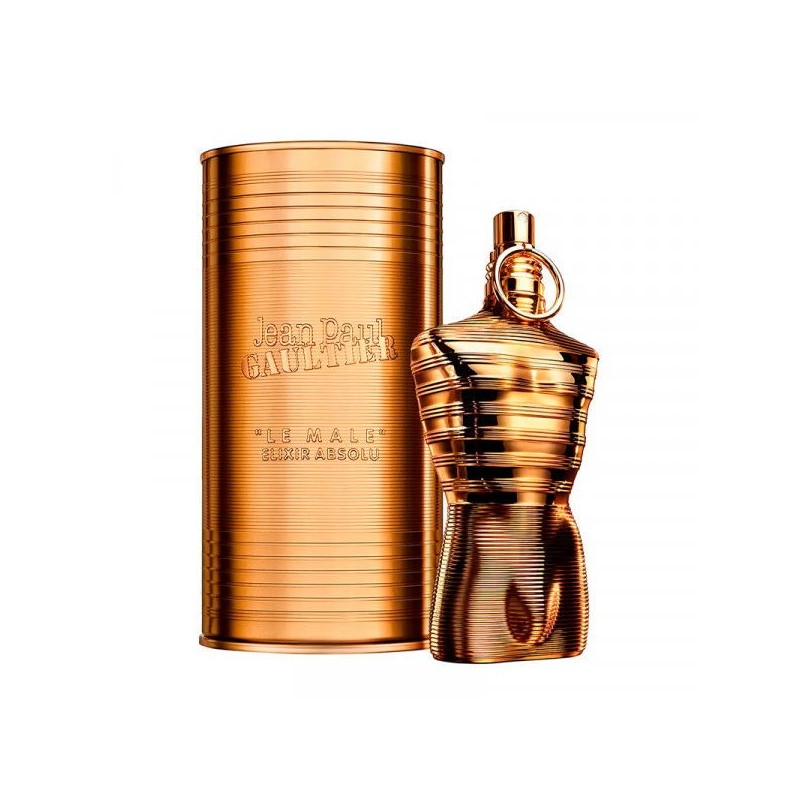 "JPG Le Male Elixir: A powerful, ambery, woody, aromatic elixir." "JPG Le Male Elixir: A powerful, ambery, woody, aromatic elixir."
