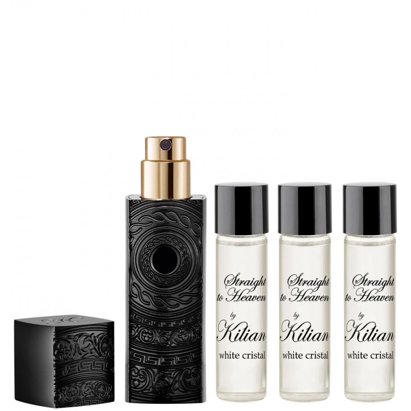 "Kilian Straight to Heaven Travel: Woody, rum, patchouli on go." "Kilian Straight to Heaven Travel: Woody, rum, patchouli on go."