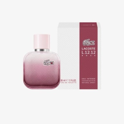 "Lacoste L12.12 Rose Intense: A vibrant, creamy, floral, bold."