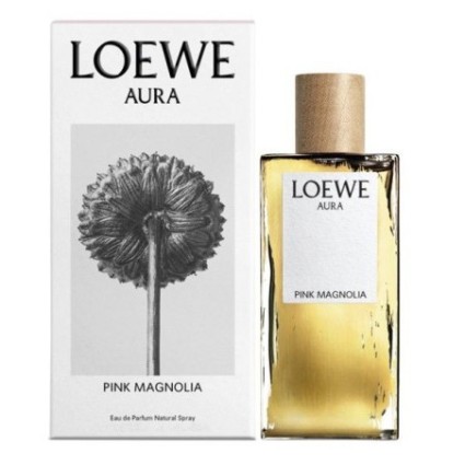 "Loewe Aura Pink Magnolia: A delicate, floral, musky, fruity."