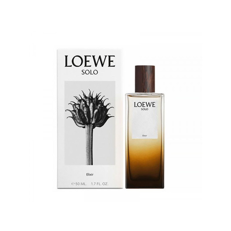 "Loewe Solo Elixir: Intense, amber, woody, warm, sophisticated and bold." "Loewe Solo Elixir: Intense, amber, woody, warm, sophisticated and bold."