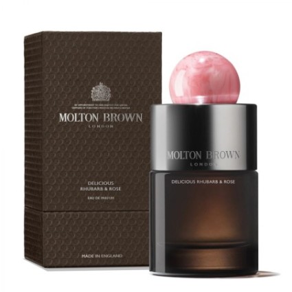 "Molton Brown Rhubarb & Rose: A sweet, tart, fruity, floral."