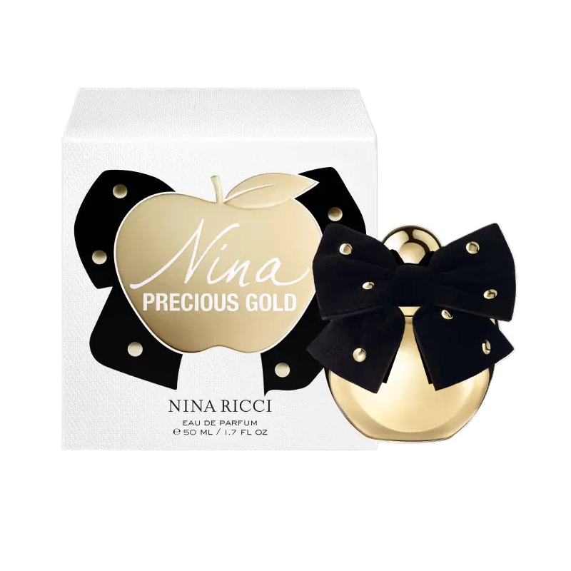 "Nina Ricci Nina Precious Gold: A sparkling, fruity, floral, sweet." "Nina Ricci Nina Precious Gold: A sparkling, fruity, floral, sweet."