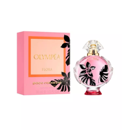 "Paco Rabanne Olympéa Flora: A vibrant, rosy, blackcurrant floral."