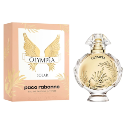 "Paco Rabanne Olympéa Solar: A radiant, solar, white floral."